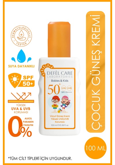 Spf 50 Çocuk Güneş Kremi Suya Dayanıklı Yağsız Görünüm Yüksek Uva