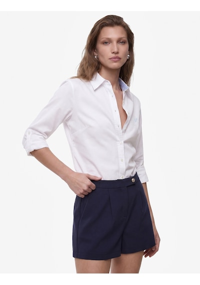 Koton Pamuklu Slim Fit Kolları Katlama Detaylı Uzun Kollu Poplin Gömlek Beyaz 7wak60025uw