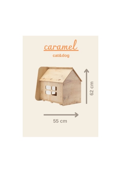 Kedi Köpek Evi Caramel 30 50 Yıkanabilir Kumaş Minder Ve Yatak Dahil