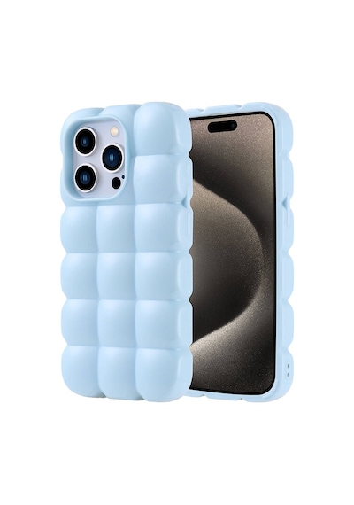 Zore Apple Uyumlu iPhone 15 Pro Kılıf Parlak Esnek Silikon Dom Dom Kapak - Mavi Mavi
