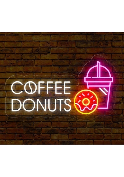 Coffee Donuts Yazılı Ve Şekilli Neon Tabela Çok Renkli