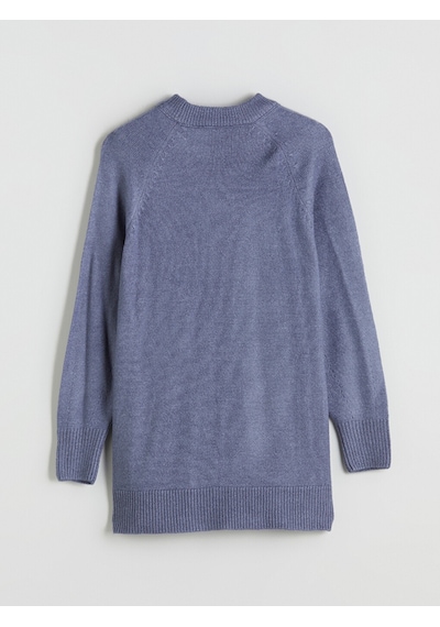 Lcw Modest Mavi Dik Yaka Oversize Kadın Triko Tunik Xl-2xl
