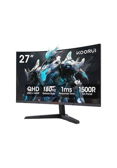 Koorui 1ms 180hz 27" 2560x1440 Qhd Curved Gaming Monitör 27e6qca