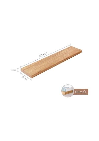 2li Doğal Ahşap Duvar Rafı Kütüphane Kitaplık Banyo Ve Mutfak Düzenleyici 50x15 Ahşap