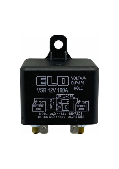 Elo 12V Akü Ayırıcı Vsr Röle 160 A Voltaja Duyarlı Su Geçirmez N11.1279