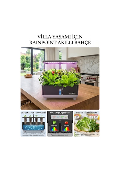Hydroponic Bitki Büyütme Sistemi Gri