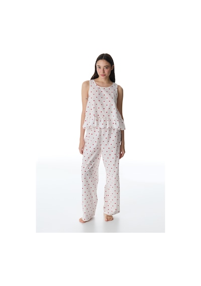 Penti Kırık Beyaz Red Hearts Pamuklu Atlet Pijama Üstü
