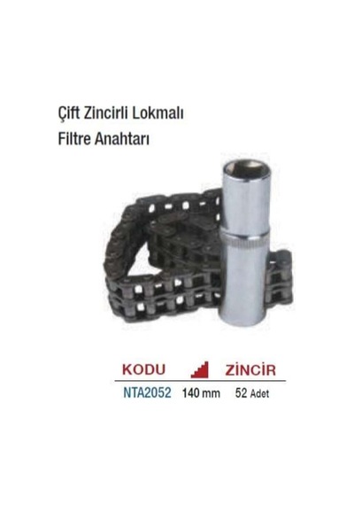 140mm Çift Zincirli 1/2" Lokmalı Filtre Anahtarı Nta2052