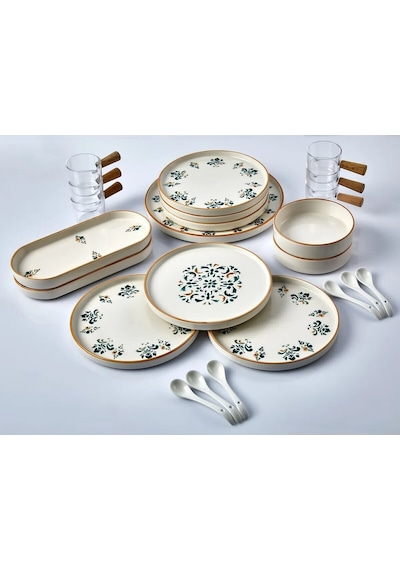 Kitchen Life 23 Parça 6 Kişilik D-Harma Stackable Kahvaltı Takımı -  Sosluklu ve Kaşıklı Kahvaltılık Sunum Seti Beyaz