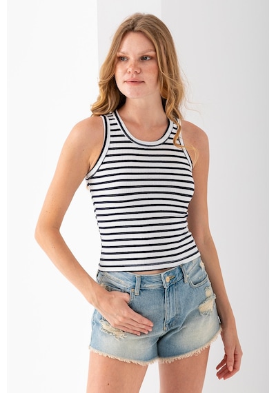 Giysa Kadın Bisiklet Yaka Çizgili Basic Body Lacivert - 25510 Lacivert