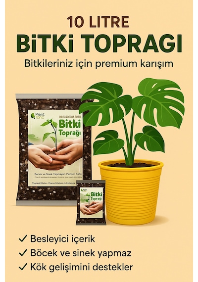 Saksı Değişim Seti 10 Litre Böcek Sinek Yapmayan Organik Çiçek Toprağı + 9,5 Litre Dekoratif Saksı