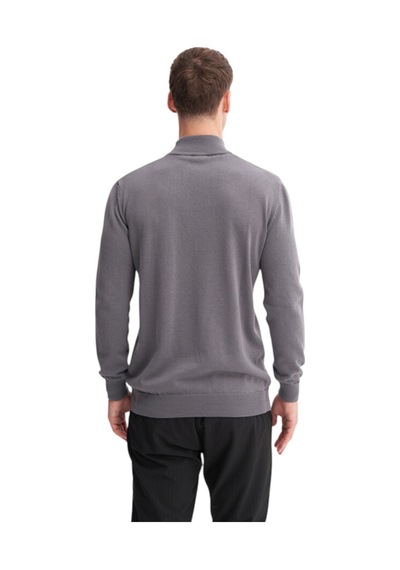 Slim Fit Pamuk Kumaş Basic Yarım Balıkçı Kazak Antrasit