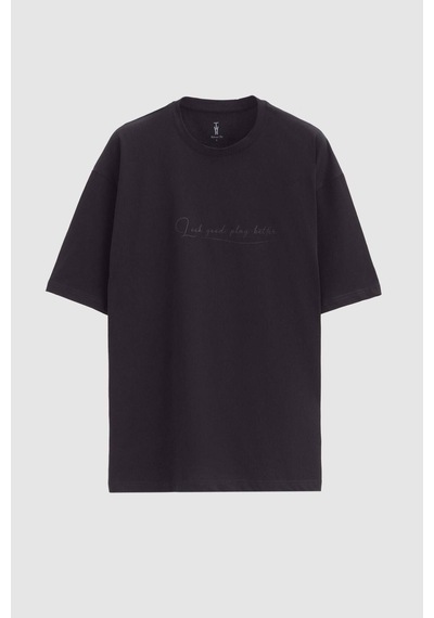 D's Damat Oversize Siyah Baskılı %100 Pamuk T-shirt 2EC14ORT05211 Siyah