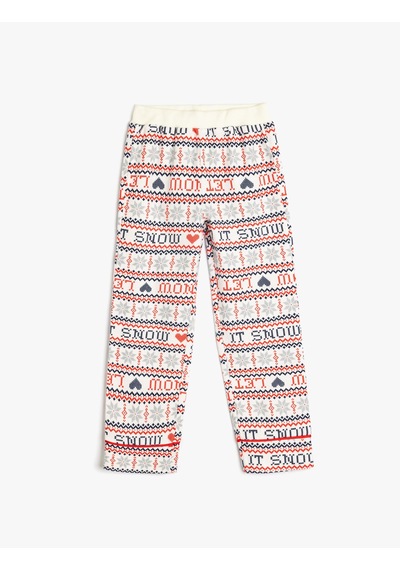 Koton Yılbaşı Desenli Beli Lastikli Pamuklu Pijama Altı Kırmızı Desenli 5wlk50029mw