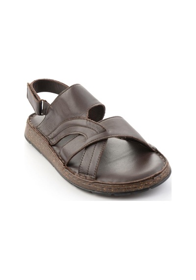 Kahve Hakiki Deri Erkek Sandalet E05433011903