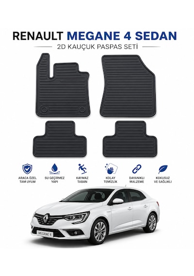 Renault Megane 4 Sedan 2d Oto Paspas Araca Özel Kauçuk Kaymaz Siyah