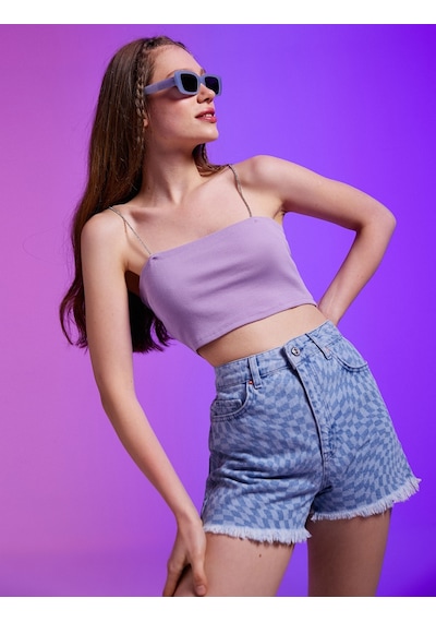 Koton İnce Askılı Crop Atlet Lila 2sal30278ık 2SAL30278IK371 Lila