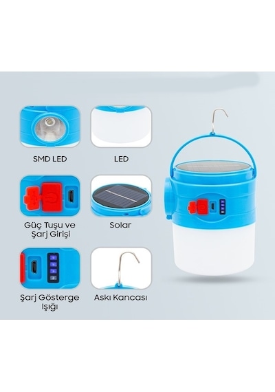 Solar Şarjlı 4 Mod Güneş Enerjili Lamba Acil Durum Lambası