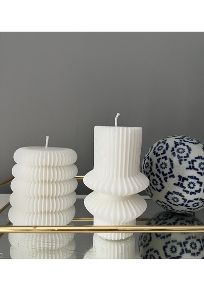 2'li Çizgili Mum Set