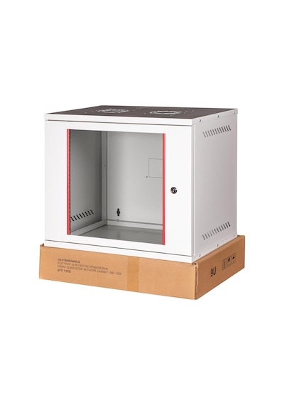 Lande - 9u 19" Cam Kapaklı Duvar Tipi Rack Kabinet Genişlik: 544 Mm Derinlik: 400 Mm Açık Gri Demonte