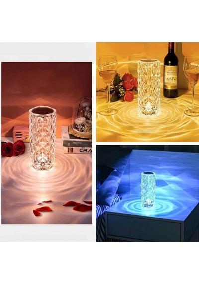 Kristal Tasarımlı Rgb Led Dokunmatik Ve Kumandalı Masa Gece Lambası Renkli