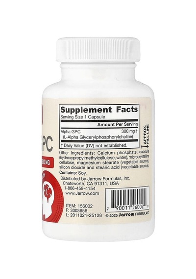 Jarrow Formulas, Vegan Alpha-gpc, 300 Mg, 60 Veggie Capsules