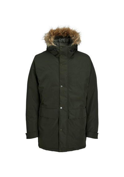Jack & Jones Erkek Kapüşonlu Uzun Mont Haki Parka 12236096 Haki
