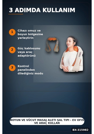 Boyun Ve Vücut Aleti Şal Tipi - Ev Ofis Ve Araç Kullanımına Uygun Bx-315982