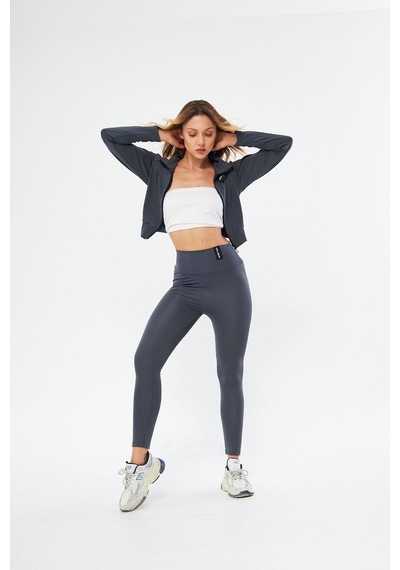 Lesa Wear İçi Polarlı Yumuşacık Şardonlu Kaşkorse Crop Likralı Hırka Antrasit