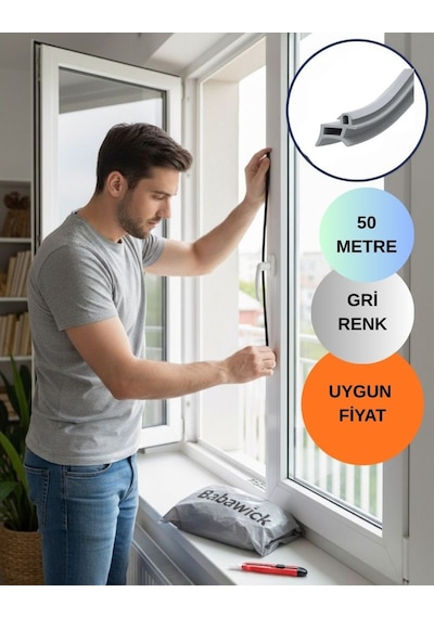 Pimapen Pvc Pen Kapı Pencere Fitili Contası 50 Metre Gri Diğer