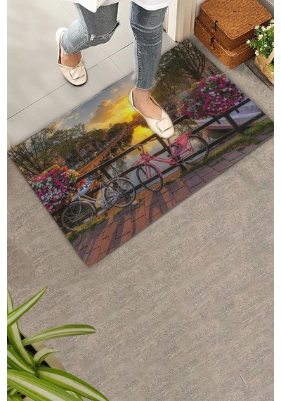 Valerine Life Sevda Köprüsü Gün Batımı Welcome Hoş Geldiniz Kapı Önü Paspası 45x70cm Kahverengi