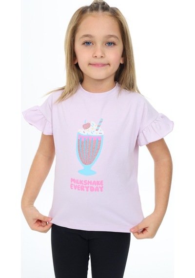 Toontoy Kids Toontoy Kız Çocuk Mılkshaek Everyday Baskılı Tişört Açık Lila