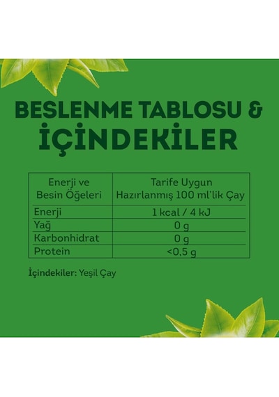 Yeşil Çay Sade Bitki Süzen Poşet Çay 20li X 3 Adet