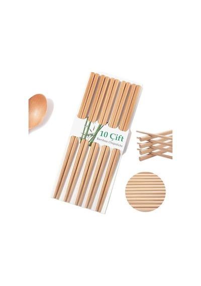 10 Çift - 20 Adet Yıkanabilir Organik Bambu Çin Çubuk Uzakdoğu Çi