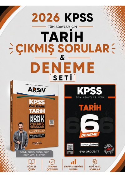 Marka 2026 Kpss Tarih Tüm Sınavlar Çıkmış Sorular & Kpss Tarih 6 Deneme Evp Akademi Seti