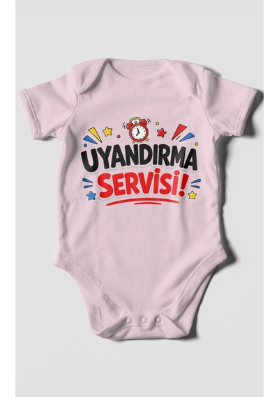 Morivokids Uyandırma Servisi Kısa Kollu Bebek Body %100 Pamuk Bebe Pembe