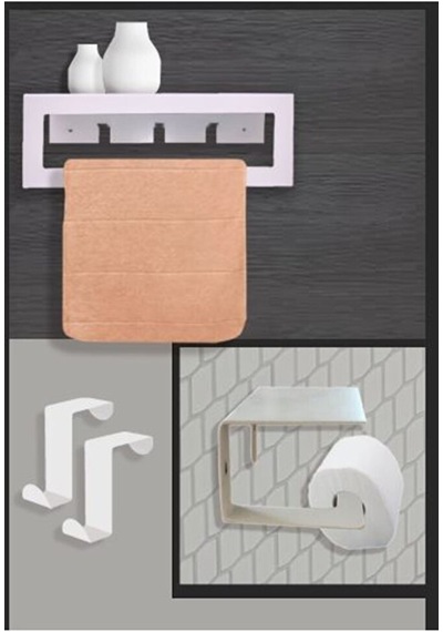 Beyaz Metal Havluluk Askılı Ve Tuvalet Kağıdı Tutucu 2 Li Set Bey Çok Renkli