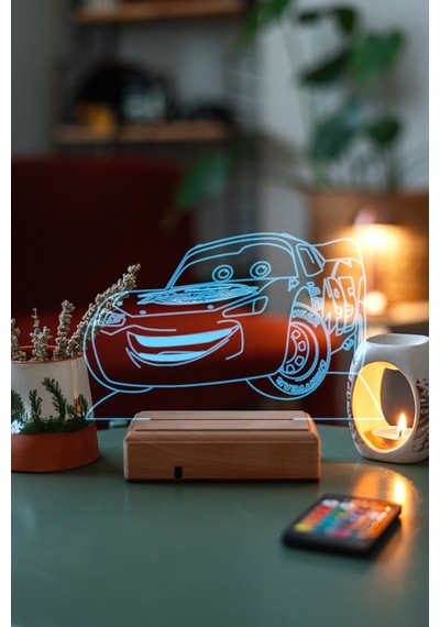 Şimşek Mcqueen Araba 16 Renk Kumandalı 3d Gece Lambası