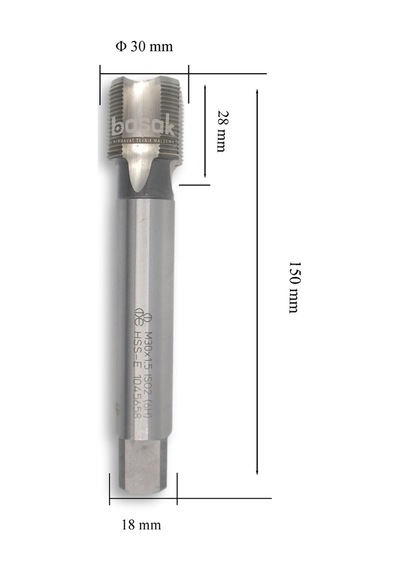 MTE M30x1,5 İnce Diş Makina Kılavuzu Düz HSSE DIN 374/C