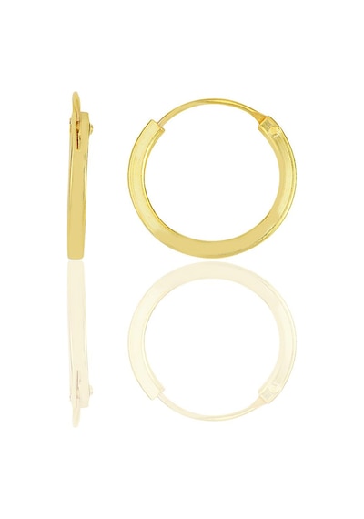 Söğütlü Silver Gümüş Altın Yaldızlı 14 Mm Halka Küpe