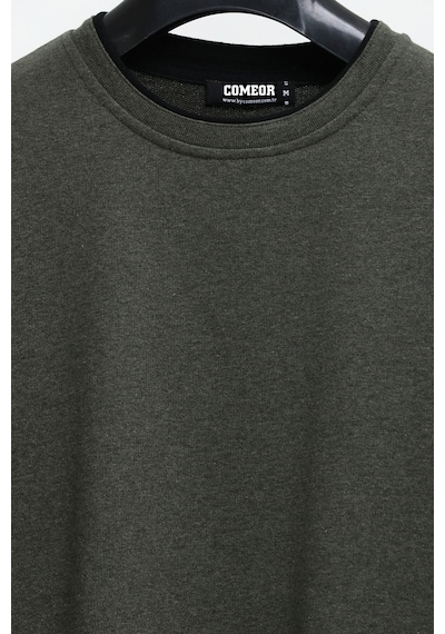 Comeor Erkek Haki Çift Bisiklet Yaka Standart Rahat Kesim Sweatshirt Cmrb68-haki