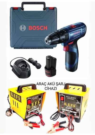 Bosch Gsb 120 Li Darbeli Vidalama Çift Batarya + Prolefs 12 V Akü Şarj