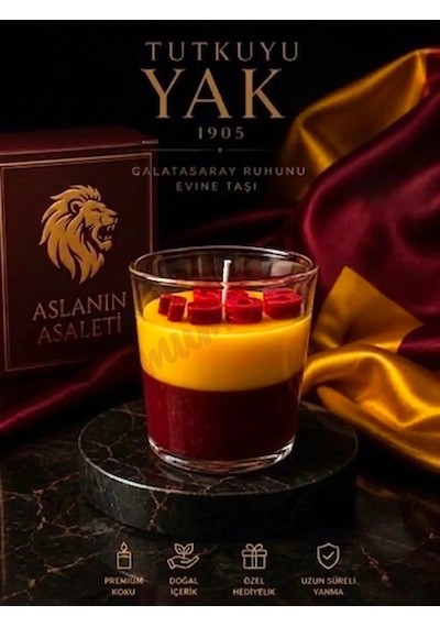 Mumelia Adanmış Hayatların Işığı - Doğal Soya Dekoratif Taraftar Mum - Sarı-kırmızı