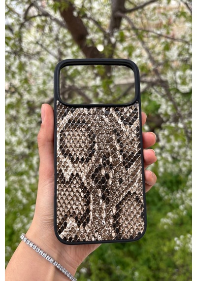 Apple, Uyumlu iPhone 17 Pro Max Yılan Desenli Kabartma Dokulu Kılıf Sarı