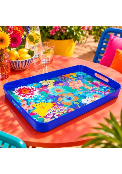 Melamin Servis Tepsisi Aperitime Large Bouquet 53,7 X 34,7 X 5 Cm Çok Renkli