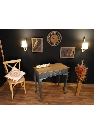 Wooding 80 Cm Çekmeceli Masif Antrasit Naturel Dresuar (548585946) Antrasit