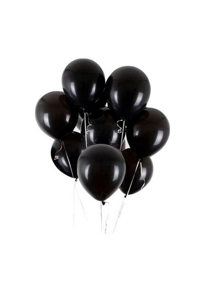 Siyah Balon Parlak Renkli 10'lu Paketli Balon 12 Inç - Siyah