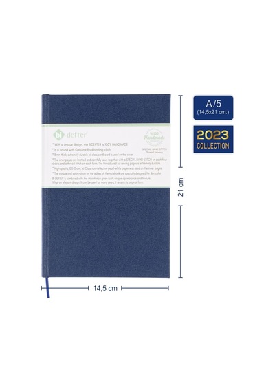 Bidefter Gitar Nota Defteri - Tab Anahtarlı Sol Kesik Çizgili % 100 El Yapımı, El Dikişi, İplik Dikiş Gerçek
