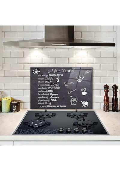 Decorita Cam Ocak Arkası Koruyucu | Aşkın Tarifi | 40cm x 60cm