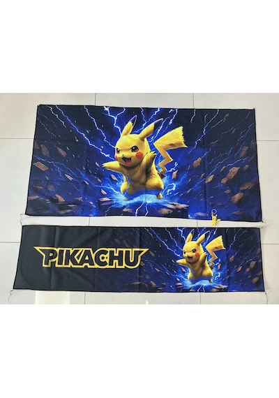 Pikachu Sırt Havlusu Seti Ön Ve Arka Anahtarlık Hediye